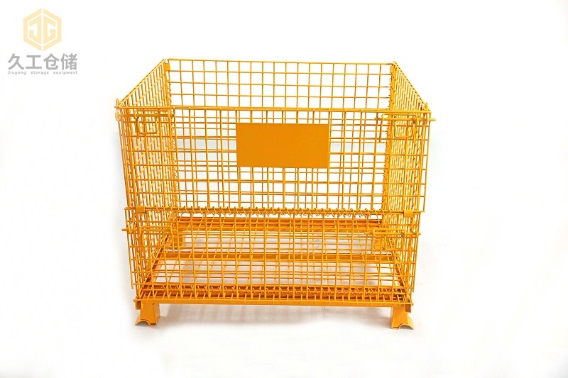 折疊式倉儲籠常規(guī)尺寸有哪些？噴塑倉儲籠展示，久工倉儲設備