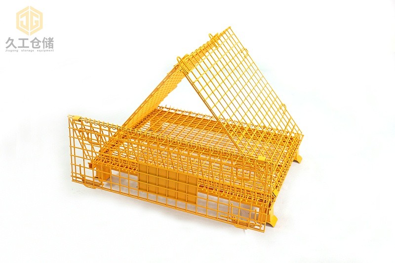 折疊式倉儲籠常規(guī)尺寸有哪些？噴塑倉儲籠展示，久工倉儲設備