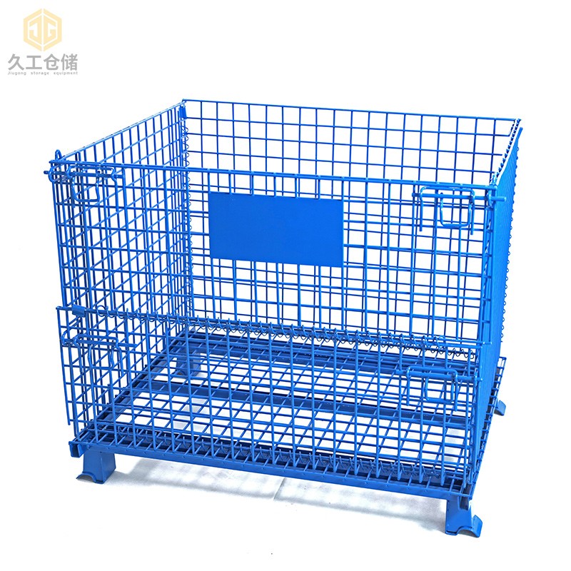 折疊式倉儲籠常規(guī)尺寸有哪些？噴塑倉儲籠展示，久工倉儲設備