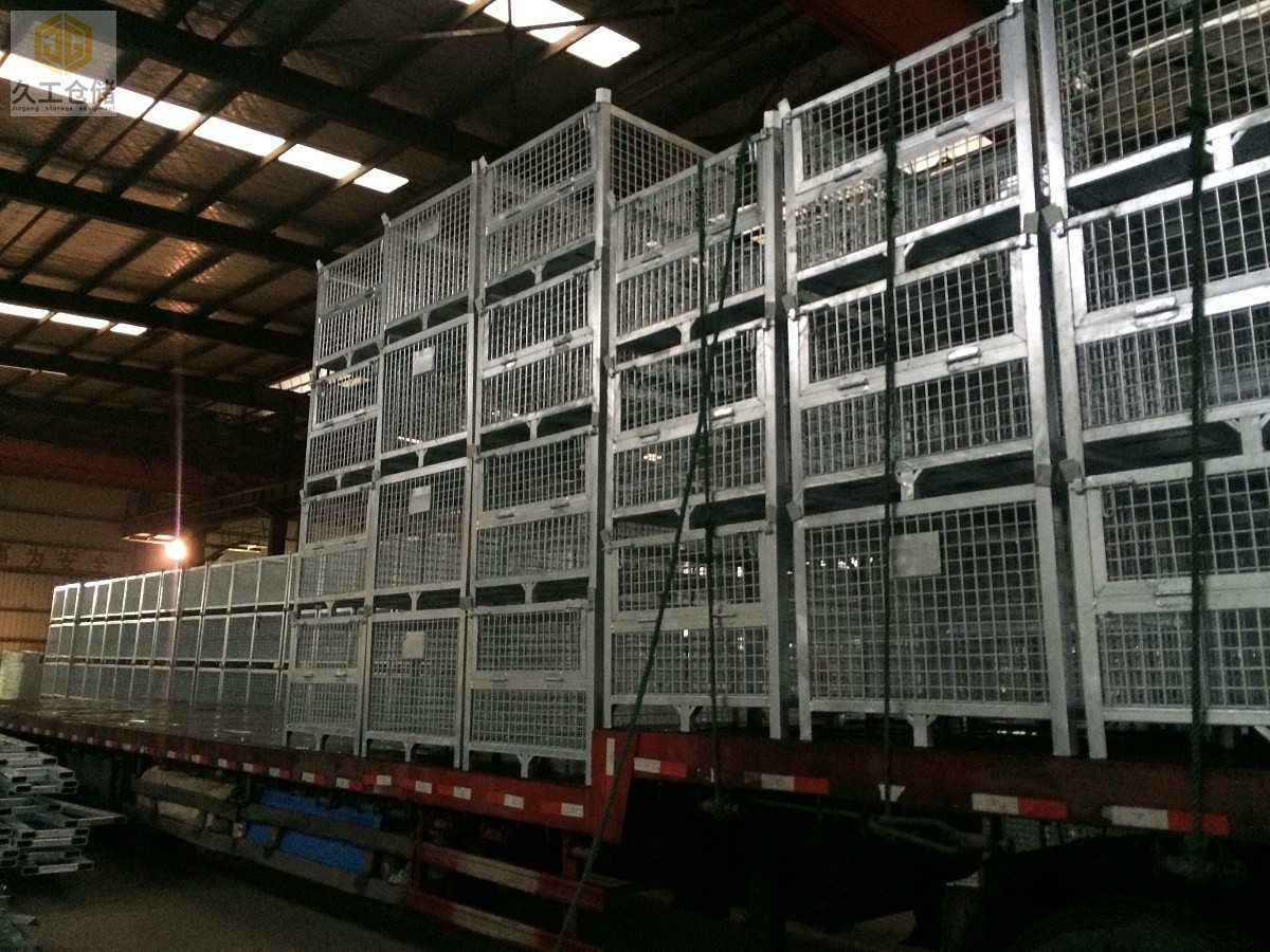 可折疊網(wǎng)箱-鍍鋅鋼制料箱實(shí)拍現(xiàn)場-金屬周轉(zhuǎn)箱南京周轉(zhuǎn)箱廠家-久工倉儲設(shè)備