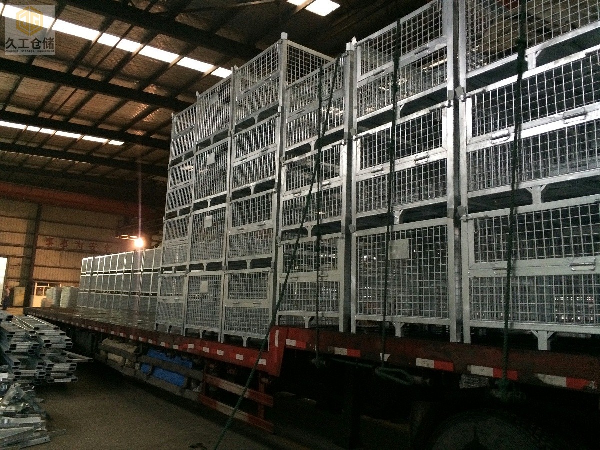 可折疊網(wǎng)箱-鍍鋅鋼制料箱實(shí)拍現(xiàn)場-金屬周轉(zhuǎn)箱南京周轉(zhuǎn)箱廠家-久工倉儲設(shè)備