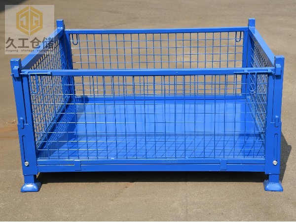 可折疊網(wǎng)箱-噴塑金屬周轉(zhuǎn)箱-鋼制料箱-藍(lán)色料框-南京周轉(zhuǎn)箱廠家-久工倉儲(chǔ)設(shè)備