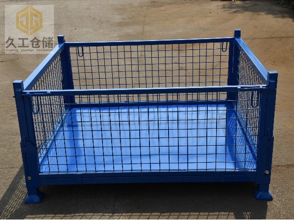 可折疊網(wǎng)箱-噴塑金屬周轉(zhuǎn)箱-鋼制料箱-藍(lán)色料框-南京周轉(zhuǎn)箱廠家-久工倉儲設(shè)備